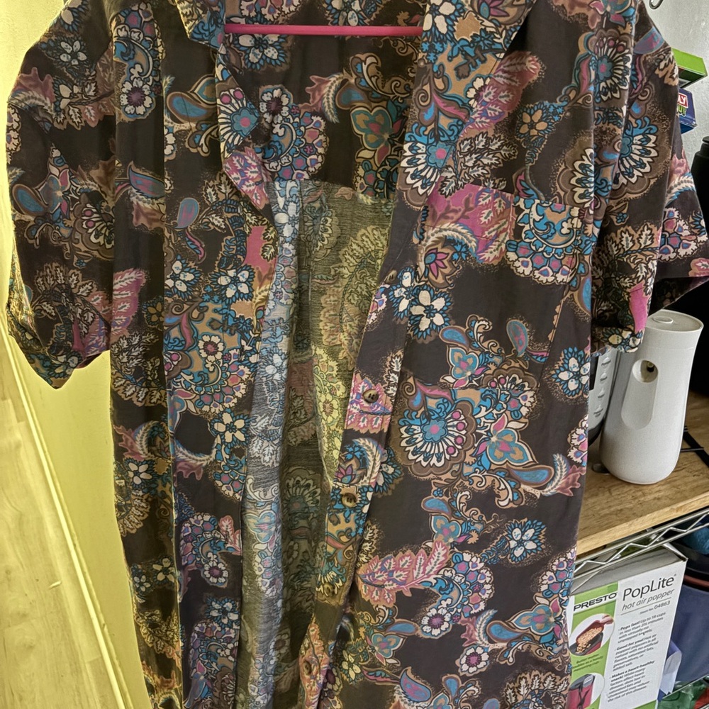 Brown Floral Paisley Button-Up Shirt